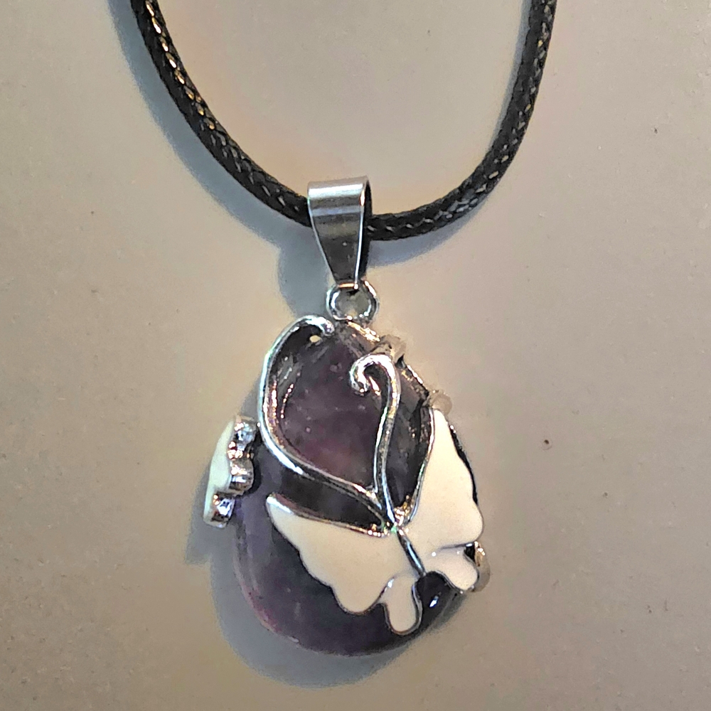Elegant Silver and Amethyst Butterfly Pendant Necklace